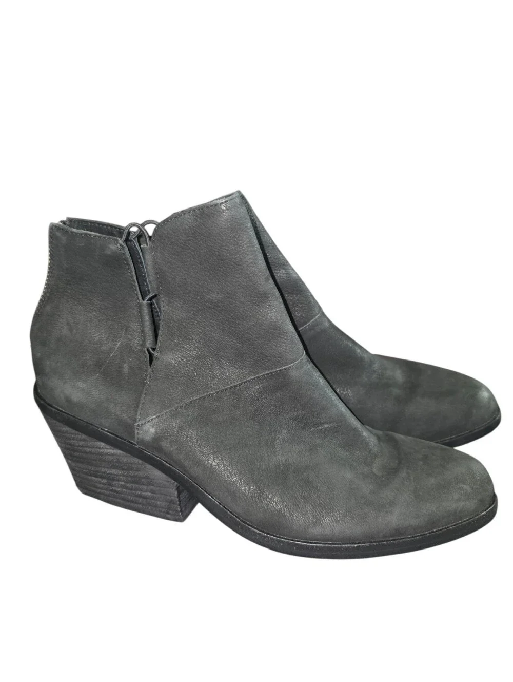 EILEEN FISHER Black Nubuck Leather Tote‎ Demi Wedge Bootie - Size 8 1/2